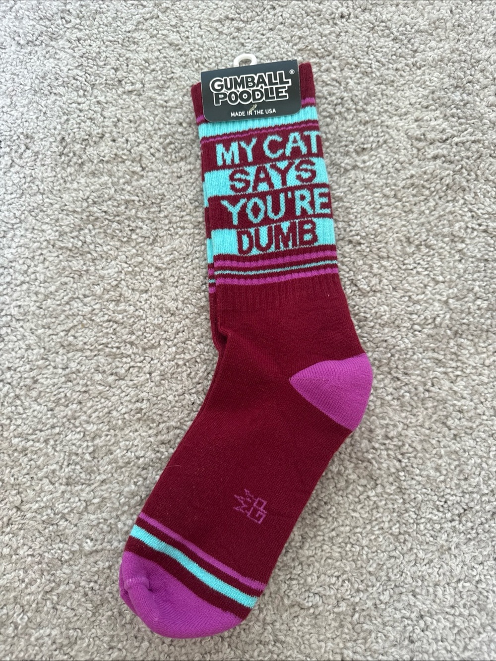 NWT Gumball Poodle Socks "My Cat Says You're Dumb" Cat Lady Novelty Sarcastic